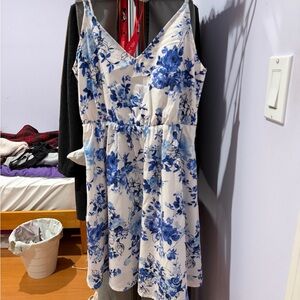 Floral Blue and White Dress